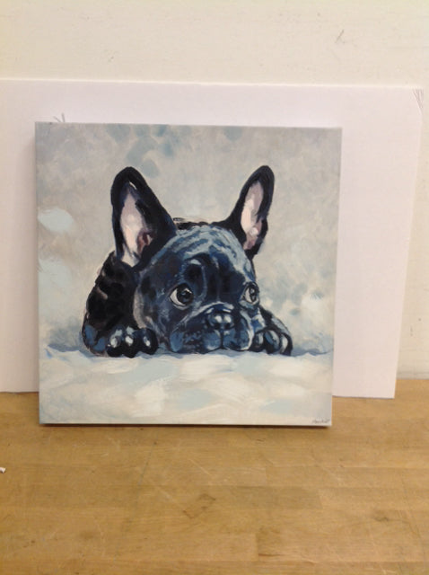 18" Square French Bulldog Print on Canvas