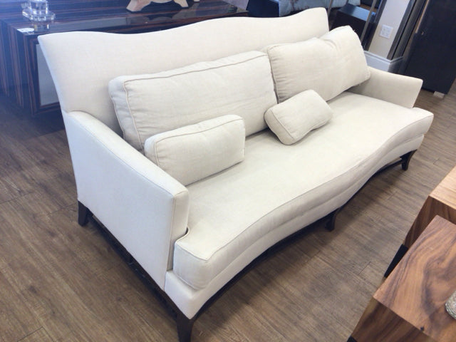 AS-IS 86" Donghia Beige Fabric Sofa W/Pillows(Staining On Cushion/Discoloration)