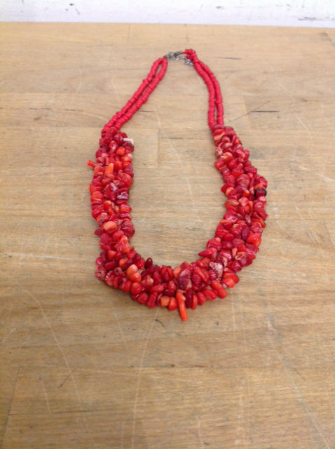 Necklace- Multi Beaded Red Coral