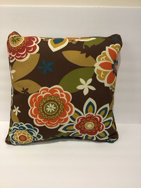 Brown Pillow w/Floral Design