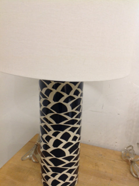 27" Navy & White Ceramic Lamp