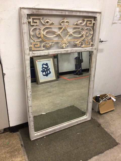 33 5/8" X 53 3/8" Distressed Wood Framed Mirror