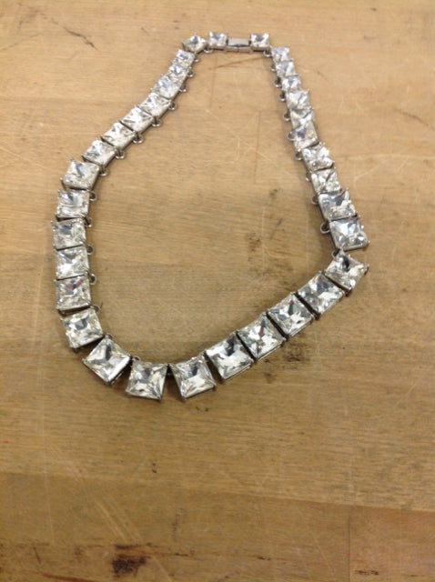 Necklace- Silver Multi Glass