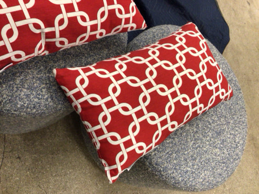 Red/White Geo Pattern Lumbar Pillow