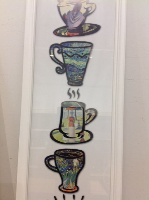 Wall Decor- 14" X 38" Coffee Cups Print