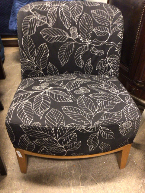 IKEA Black & White Floral Pattern Slipper Chair