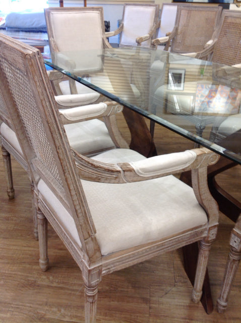 Set Of 9 Linen & Washed Wood Chairs