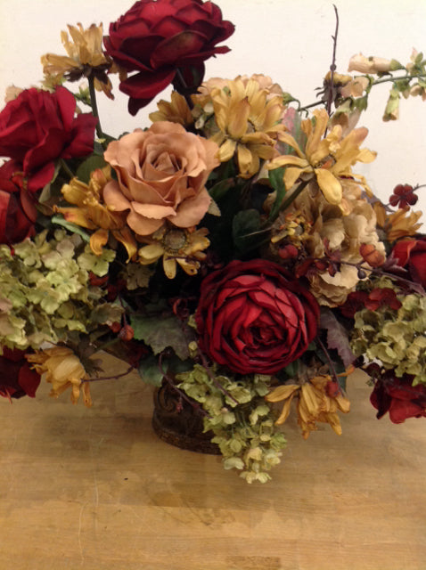 22" Dried Mixed Flowers In Gold Planter