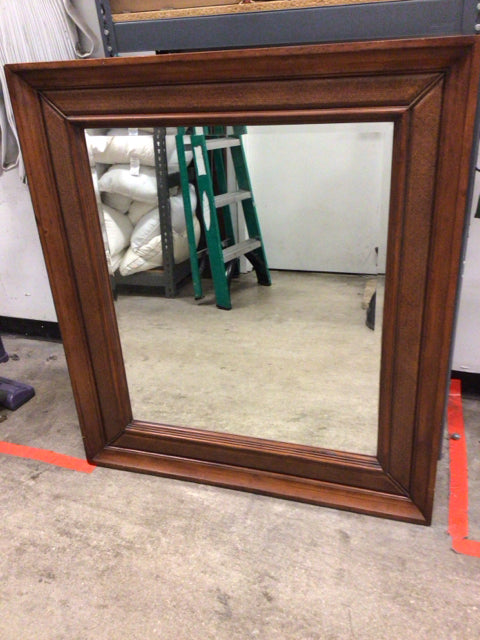 41 3/4" X 46 7/8" Brown Rattan Framed Beveled Mirror