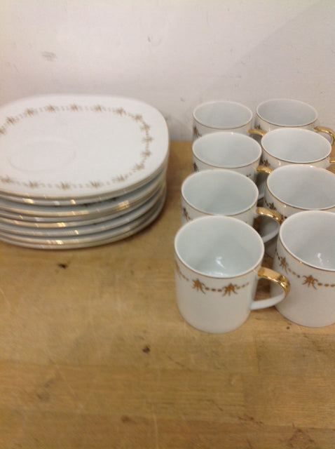 Vintage 16 Pc China Plate & Coffee Cup Set