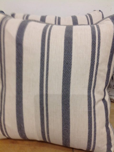Pillow- 18" Cream & Blue Stripe