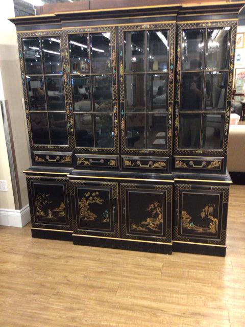 As-Is Black & Yellow Asian China Cabinet