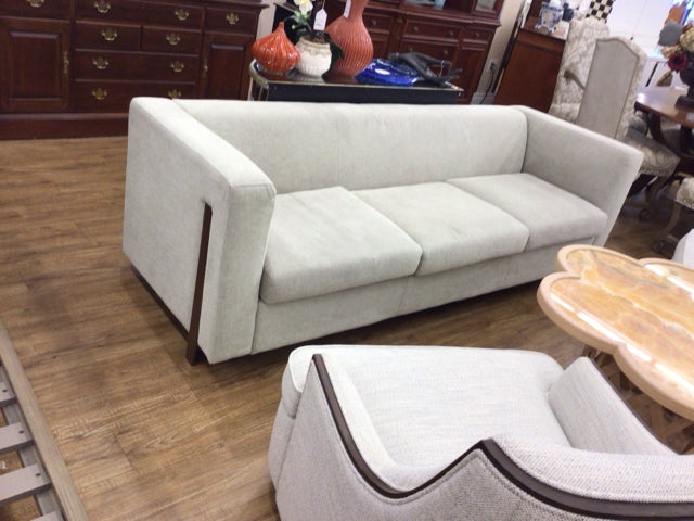 Sunpan Beige Contemporary Fabric Sofa