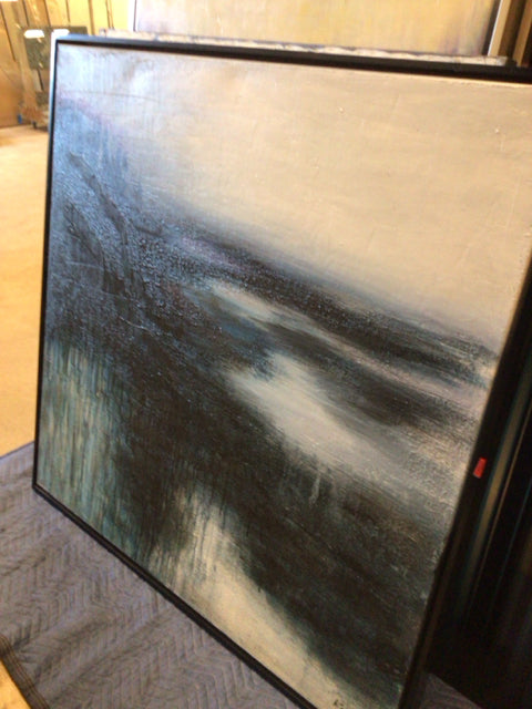 50x50 Ren-Will Blue and Black Abstract Framed Painting