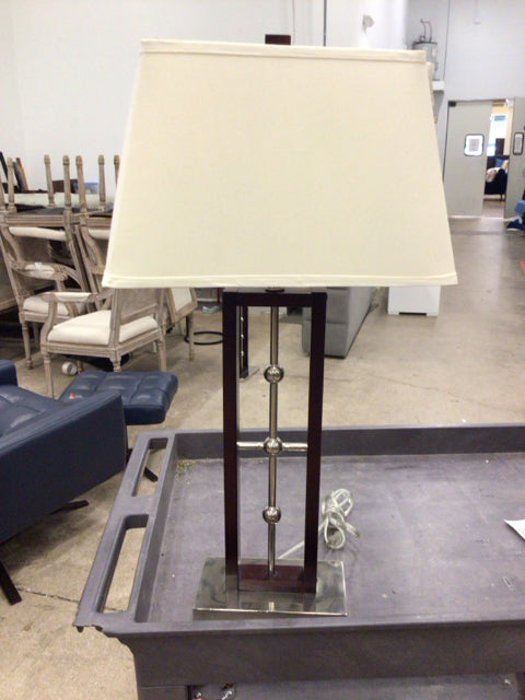 Wood & Metal Table Lamp W/Shade