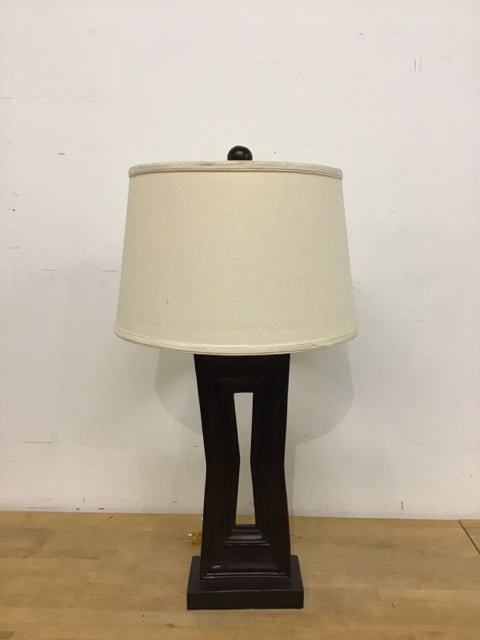 33" Dark Wood Base Table Lamp