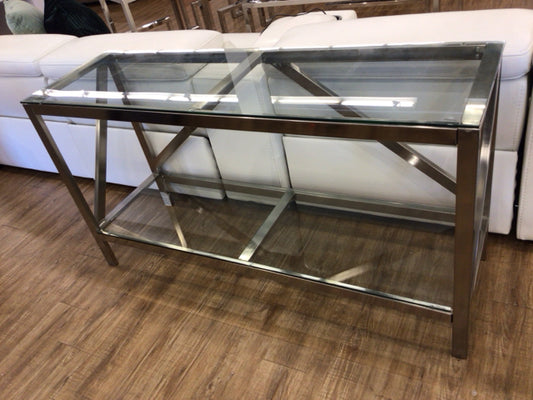 Chrome & Glass Two Tier Console Table