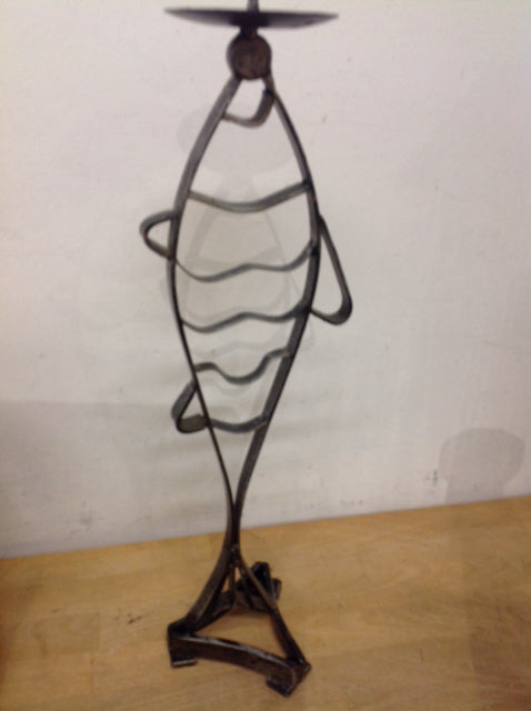 Candle Holder- 19" Metal Fish