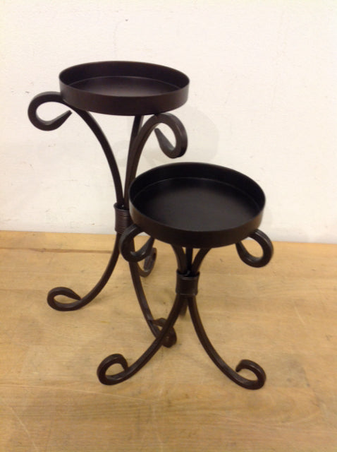 Candle Holders - Pair Of Bronze Metal