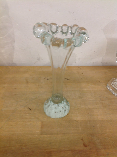 Vase - 8" Fluted Clear Glass