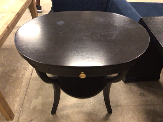 As-Is Black One Drawer Oval Foyer Table