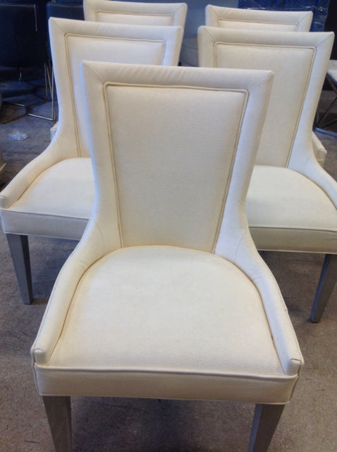 Bernhardt Set Of 5 Cream & Grey Wood Chairs