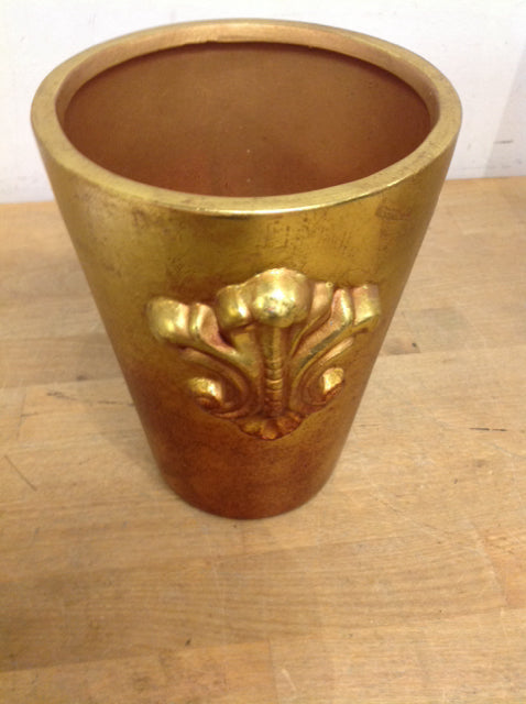 Vase- 7" Gilt Gold Ceramic
