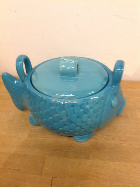 10" Aqua Ceramic Fish Bowl