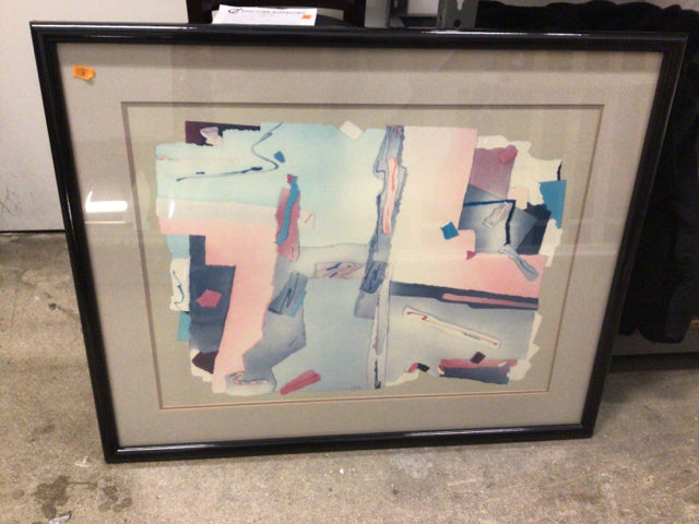 34" X 42" Contemporary Print In Black Frame