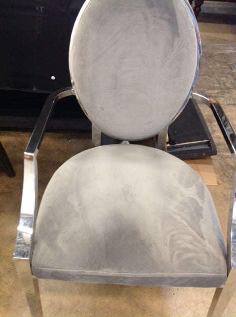 Chair- Grey Velvet & Chrome