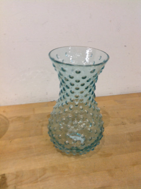 Vase - 11" Blue Knub Glass