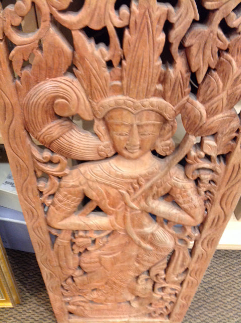 14" X 36" Asian Wood Carved Panel