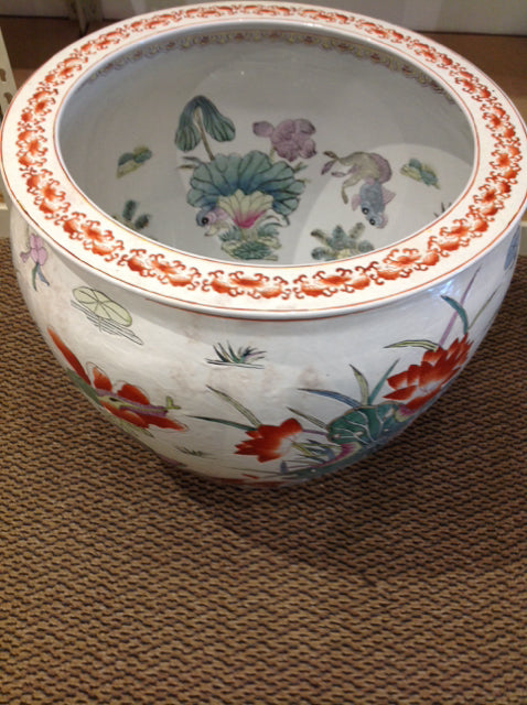 Planter- 21" Ceramic Asian Floral