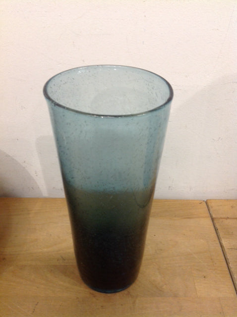 Vase - 9" Blue Seed Glass