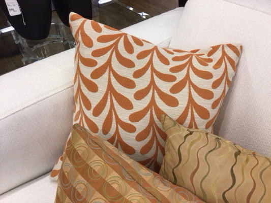 Orange Floral Pattern Pillow