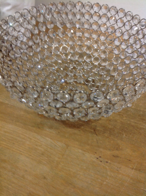 Bowl- 10" Silver Glass Crystals