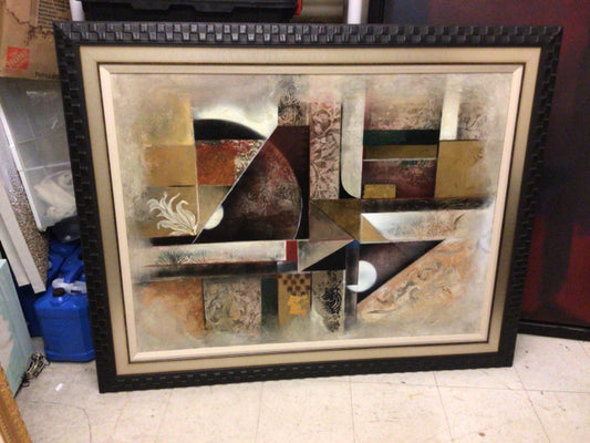 58" X 46 1/2" Brown Tones Abstract Oil Painting On Canvas