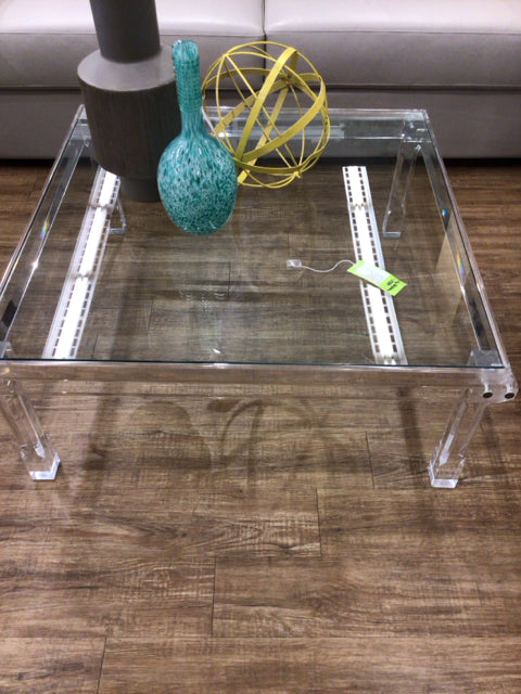 Lucite Glass Insert Coffee Table