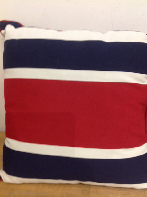 Pillow- 18" Outdoor Red & Blue White Stripe