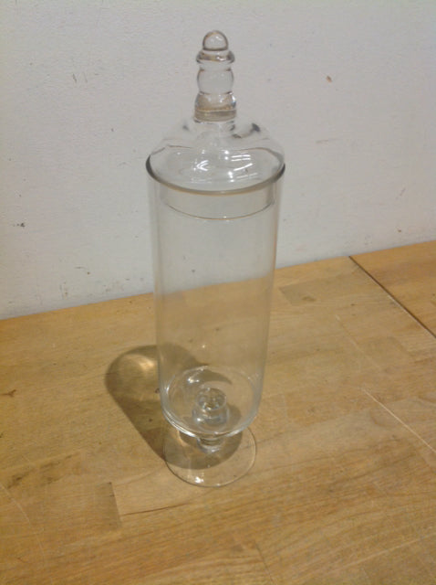 12" Footed Glass Jar W Lid