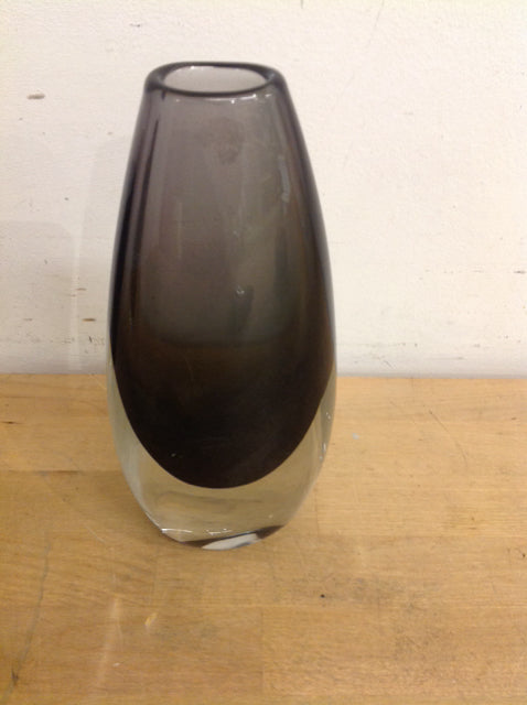 Vase- 9" Vintage Signed Black Glass
