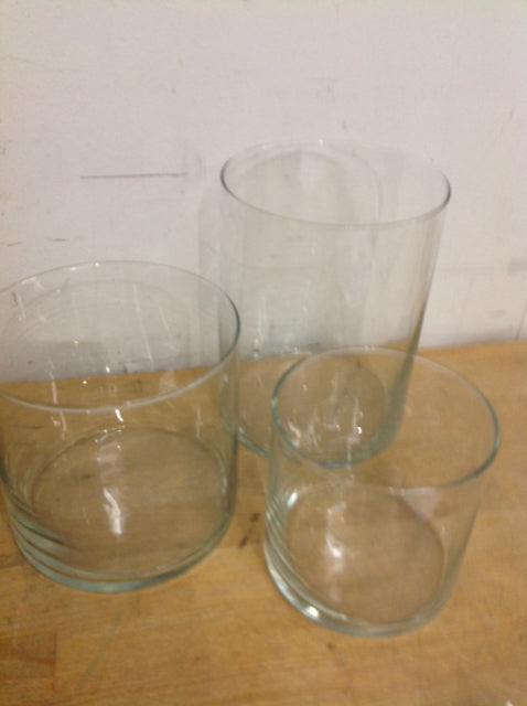Vases - Set Of 3 Clear Glass