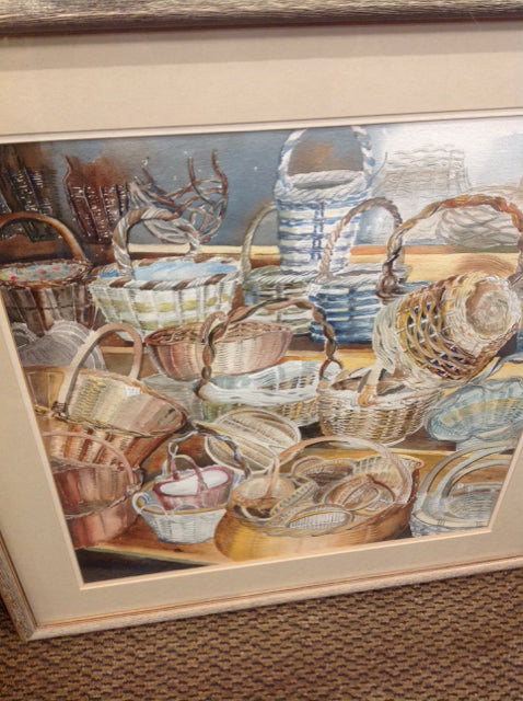 Watercolor- 26" X 27" Signed Baskets
