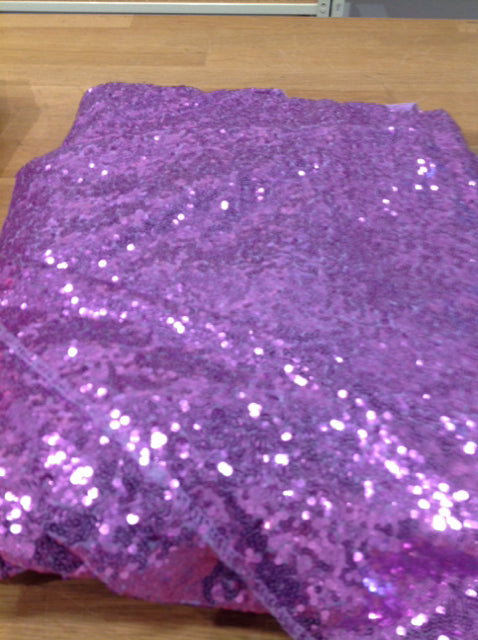 Tablecloth- 102" Round  Purple Sequins