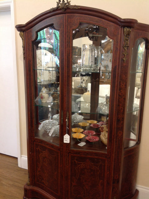 China Cabinet- Ornate Wood & Glass