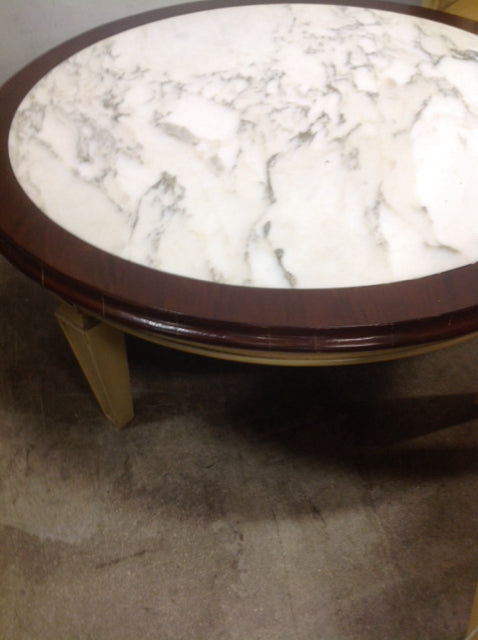 Coffee Table- Round Wood & Marble