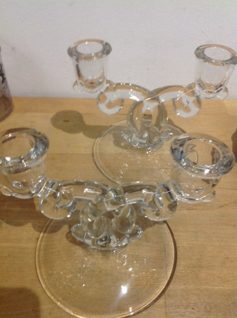 Candle Holders - 6" Pair Of Glass Tappers