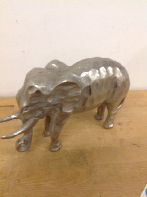 9" Silver Metal Elephant