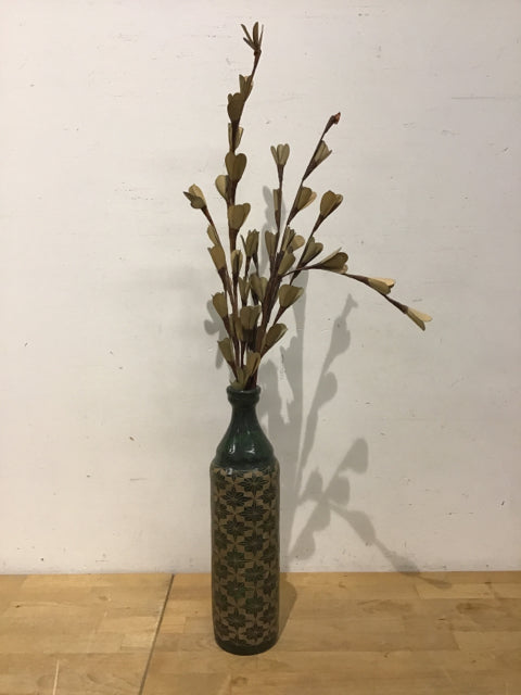14" Greenn Geometric Ceramic Vase