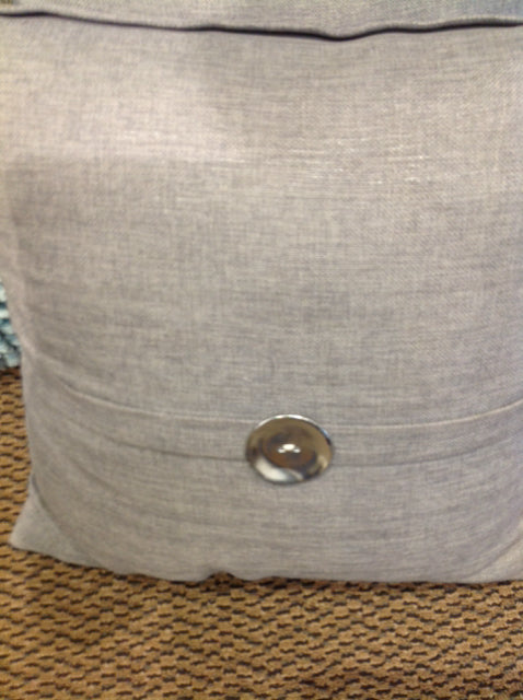 Pillow- 18" Grey W Silver Button